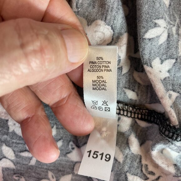 Cosabella Top Pink Black Floral Collared Button Down Long Sleeves Size L - Picture 13 of 13